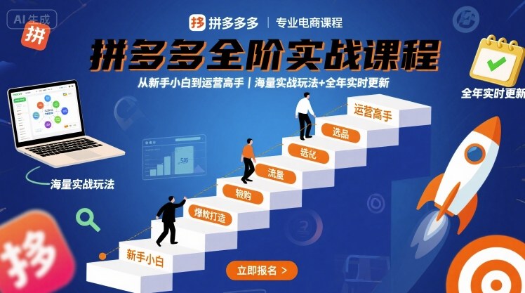 拼多多全阶实战课程，从新手小白到运营高手，海量实战玩法+全年实时更新【2025年9月更新】-川川创富网