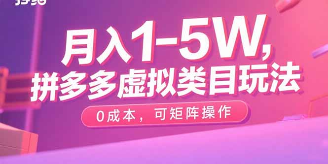 月入1-5W，拼多多虚拟类目玩法，0成本，可矩阵操作-川川创富网
