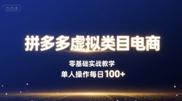 拼多多虚拟类目电商，零基础实战教学，单人操作每日100+-川川创富网