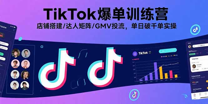 TikTok爆单训练营，店铺搭建/达人矩阵/GMV投流，单日破千单实操-川川创富网