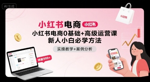 小红书电商0基础+高级运营课，新人小白必学方法，实操教学+案例分析-川川创富网