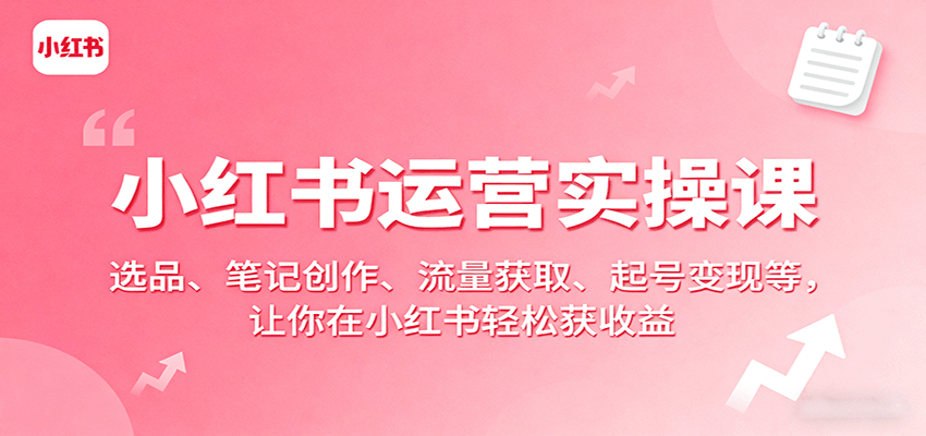 小红书运营实操课：选品、笔记创作、流量获取、起号变现等，让你在小红书轻松获收益-川川创富网
