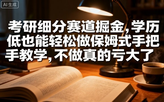 考研细分赛道掘金，日入1k+，学历低也能轻松做保姆式手把手教学，不做真的亏大了【揭秘】-川川创富网