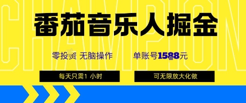 番茄音乐人掘金，单账号最高可撸1k+，可无限矩阵去做，零投入-川川创富网