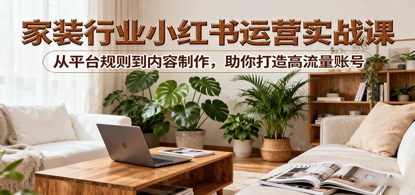 小红书家装行业运营实战课：从平台规则到内容制作，助你打造高流量账号-川川创富网
