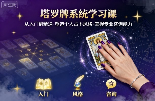 塔罗牌系统学习课，助你从入门到精通，塑造个人占卜风格，掌握专业咨询能力-川川创富网
