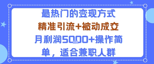 小众赛道玩法：当下最热门的变现方式，精准引流+被动成交月利润5k+操作简单，适合兼职人群-川川创富网