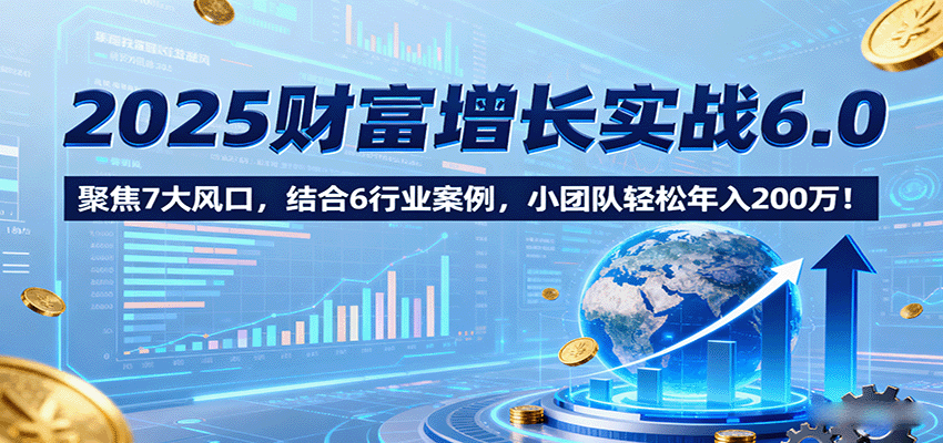 2025财富增长实战6.0，聚焦7大风口，结合6行业案例，小团队轻松年入200万！-川川创富网