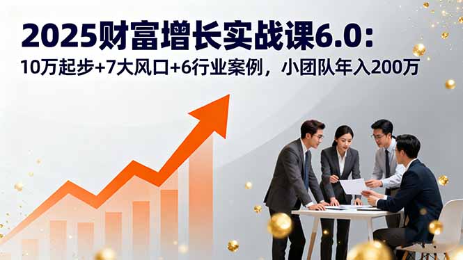 2025财富增长实战课6.0：10万起步+7大风口+6行业案例，小团队年入200万-川川创富网