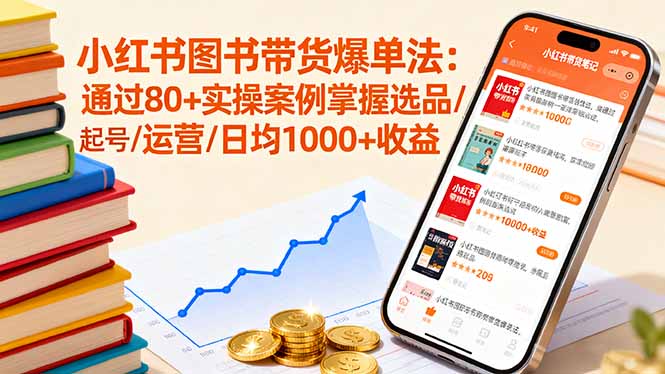 小红书图书带货爆单法：通过80+实操案例掌握选品/起号/运营/日均1000+收益-川川创富网