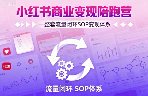 小红书商业变现陪跑营，轻IP矩阵 私域获客 聚光投流，一整套流量闭环SOP变现体系-川川创富网