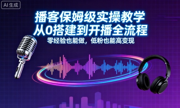 播客保姆级实操教学，从0搭建到开播全流程，零经验也能做，低粉也能高变现-川川创富网