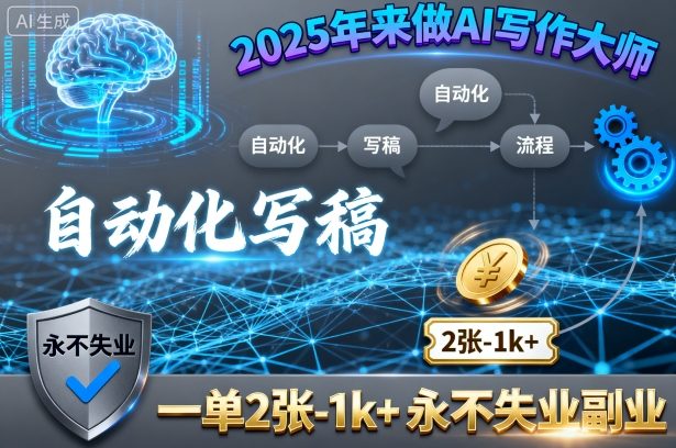 2025年来做AI写作大师，自动化写稿，一单2张-1k+，永不失业副业-川川创富网