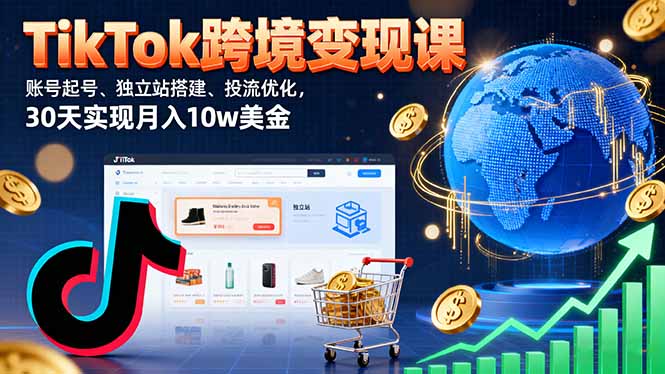 TikTok跨境变现课：账号起号、独立站搭建、投流优化，30天实现月入10w美金-川川创富网