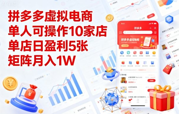 拼多多虚拟电商，单人可操作10家店，单店日盈利5张，矩阵月入1W+【揭秘】-川川创富网