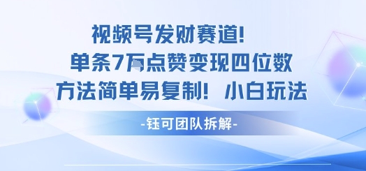 视频号发财赛道单条7W点赞变现四位数方法简单易复制小白玩法-川川创富网
