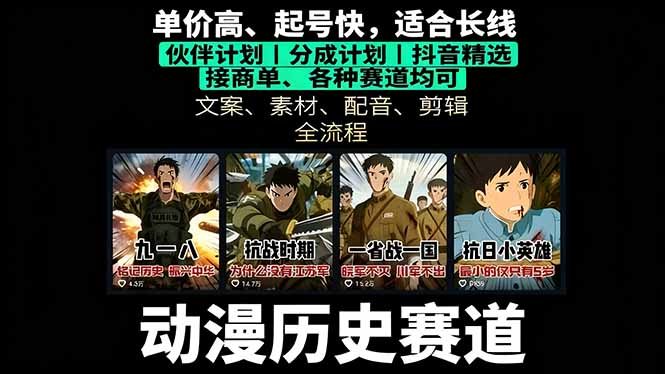 历史动漫赛道撸分成：起号、文案、素材、配音、剪辑，单视频收益破万-川川创富网