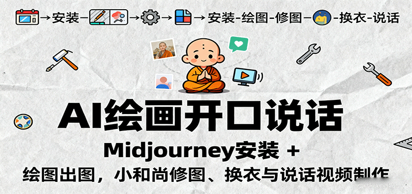 AI绘画开口说话，Midjourney安装 + 绘图出图，小和尚修图、换衣与说话视频制作-川川创富网