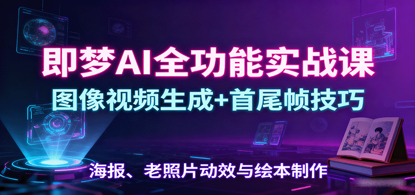 即梦AI全功能实战课：图像视频生成+首尾帧技巧，海报、老照片动效与绘本制作-川川创富网