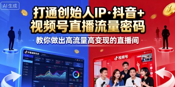 25年直播9-10两期线下课，打通创始人IP，抖音+视频号直播流量密码，教你做出高流量高变现的直播间-川川创富网