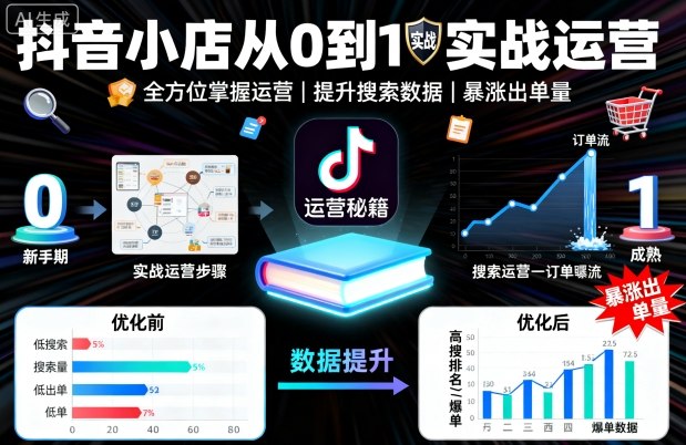 抖音小店从0到1实战运营，帮你全方位掌握小店运营，提升搜索数据与出单量-川川创富网