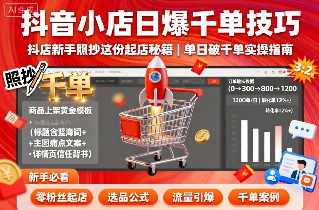 抖音小店日爆千单技巧，抖店新手照抄这份起店秘籍，单日破千单-川川创富网