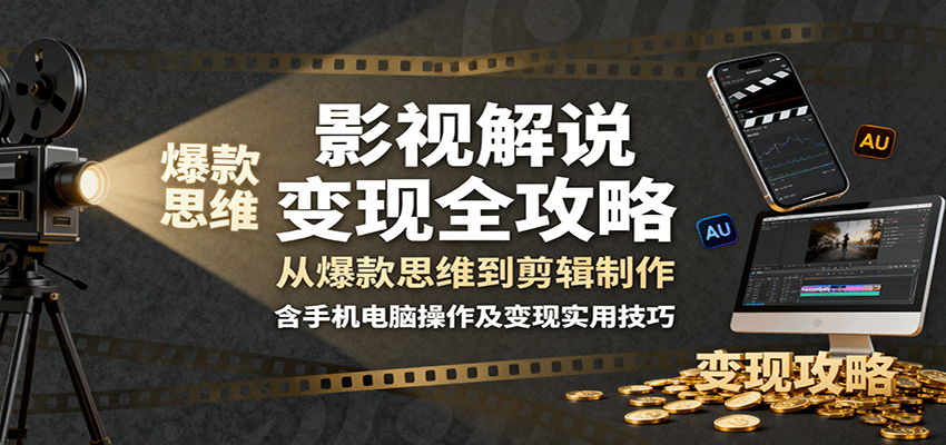 影视解说变现全攻略：从爆款思维到剪辑制作，含手机电脑操作及变现实用技巧-川川创富网