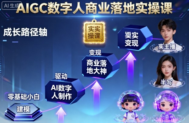 AIGC数字人商业落地实操课，从零基础小白到AI数字人大神-川川创富网