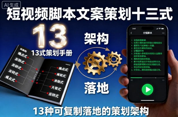 短视频脚本文案策划十三式，13种可复制落地的策划架构-川川创富网