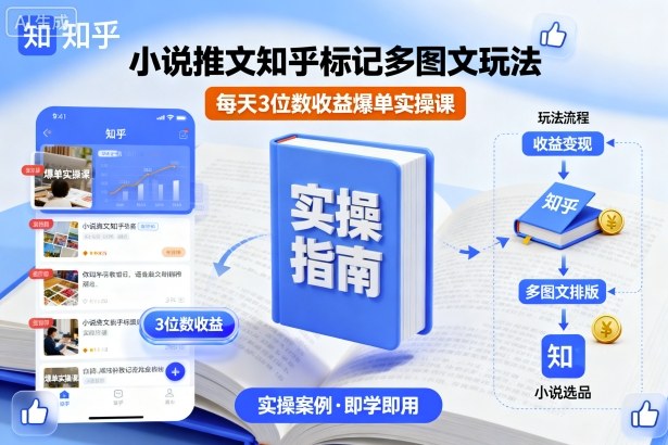 小说推文知乎标记多图文玩法，每天3位数收益爆单实操课-川川创富网
