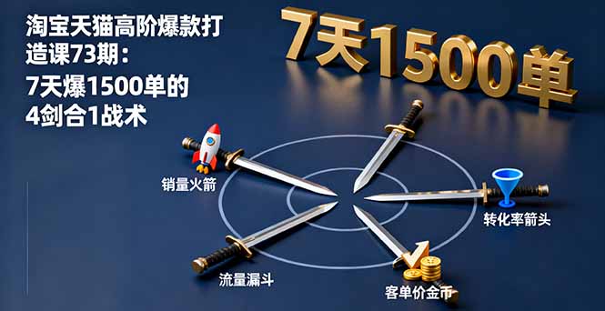 淘宝天猫高阶爆款打造课73期：7天爆1500单的4剑合1战术-川川创富网