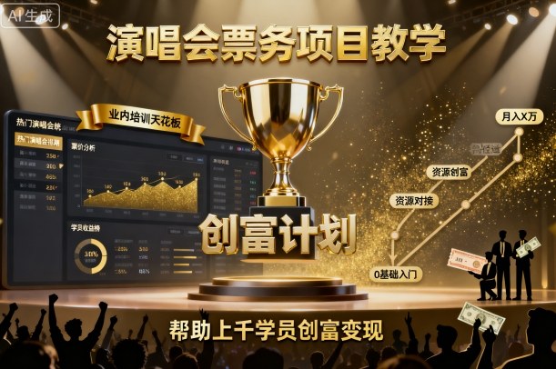 演唱会票务项目教学，业内培训天花板，帮助上千学员创富变现(更新)-川川创富网