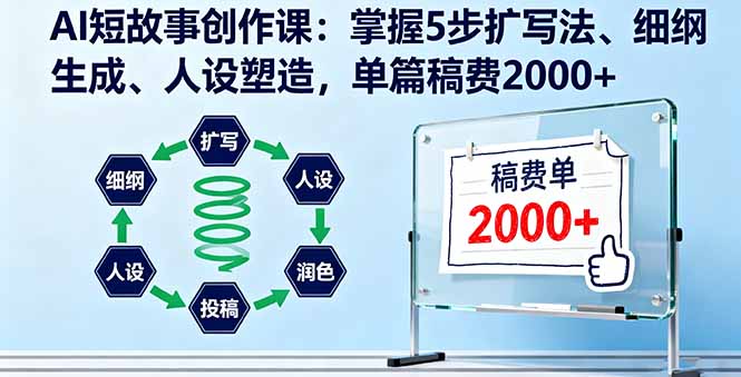 AI短故事创作课：掌握5步扩写法、细纲生成、人设塑造，单篇稿费2000+-川川创富网