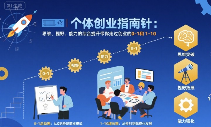 个体创业指南针，思维、视野、能力的综合提升带你走过创业的0-1和1-10【音频】-川川创富网