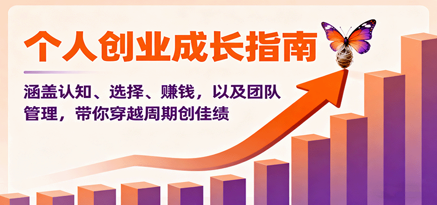 个人创业成长指南：涵盖认知、选择、赚钱，以及团队管理，带你穿越周期创佳绩-川川创富网