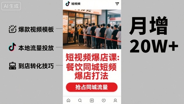 短视频爆店课，餐饮同城短视频爆店打法-川川创富网