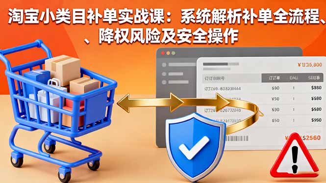 淘宝小类目补单实战课：系统解析补单全流程、降权风险及安全操作-川川创富网