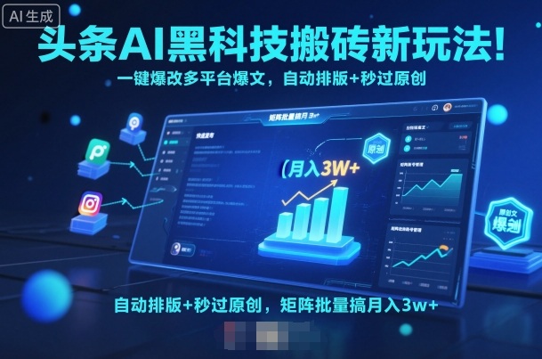 头条AI黑科技搬砖新玩法！一键爆改多平台爆文，自动排版+秒过原创，矩阵批量搞月入3w+【揭秘】-川川创富网