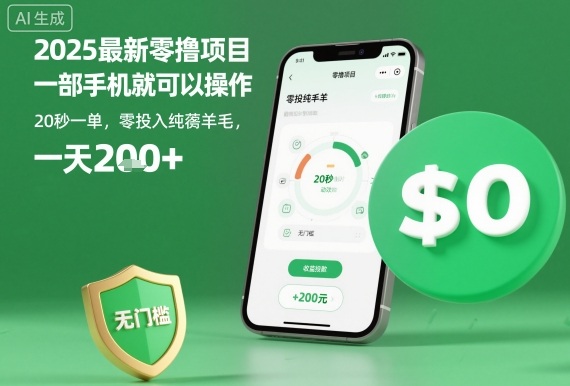 2025最新零撸项目，一部手机就可以操作，20秒一单，零投入纯薅羊毛，无门槛，一天200+【揭秘】-川川创富网