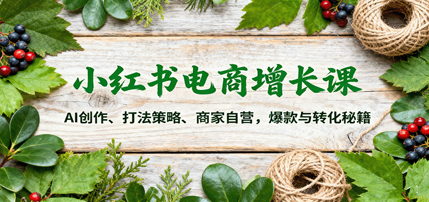 小红书电商增长课：AI创作、打法策略、商家自营，爆款与转化秘籍-川川创富网