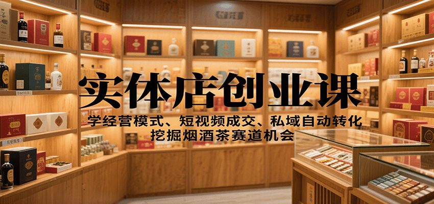 实体店创业课：学经营模式、短视频成交、私域自动转化，挖掘烟酒茶赛道机会-川川创富网