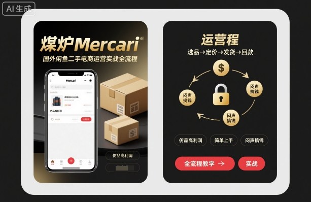 煤炉Mercari国外闲鱼二手电商运营实战全流程，仿品高利润，简单上手，闷声搞钱-川川创富网