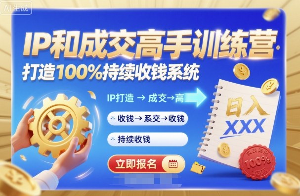 带你成为IP和成交高手的训练营，打造100%持续收钱系统-川川创富网