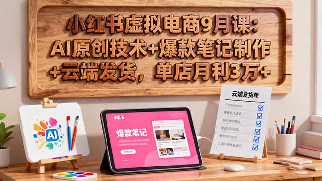 小红书虚拟电商9月课：AI原创技术+爆款笔记制作+云端发货，单店月利3万+-川川创富网