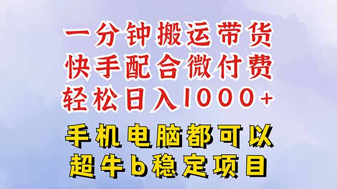 快手黑科技一分钟搬运带货，一刀不剪过原创，微付费投流玩法，轻松日入…-川川创富网