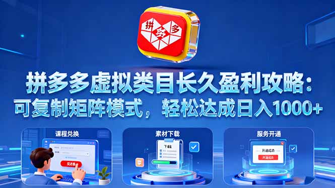 拼多多虚拟类目长久盈利攻略：可复制矩阵模式，轻松达成日入 1000+-川川创富网