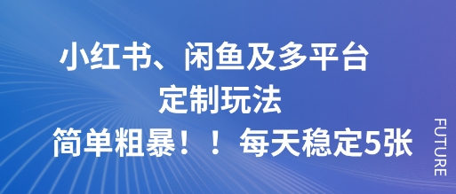 小红书、闲鱼及多平台定制玩法简单粗暴！每天稳定5张-川川创富网