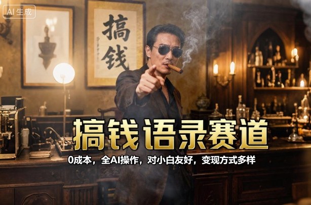 搞钱语录赛道，0成本，全AI操作，对小白友好，变现方式多样-川川创富网
