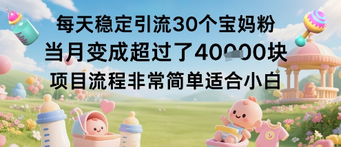 每天稳定引流30个宝妈粉当月变成超过了1W+项目流程非常简单适合小白-川川创富网