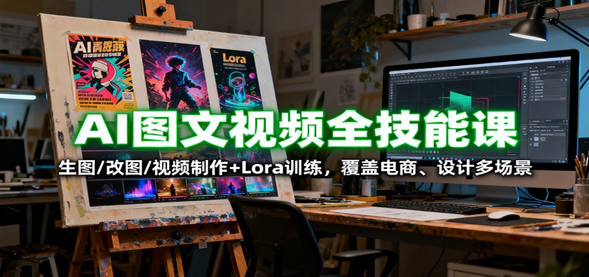 AI图文视频全技能课：生图/改图/视频制作+Lora训练，覆盖电商 、设计多场景-川川创富网